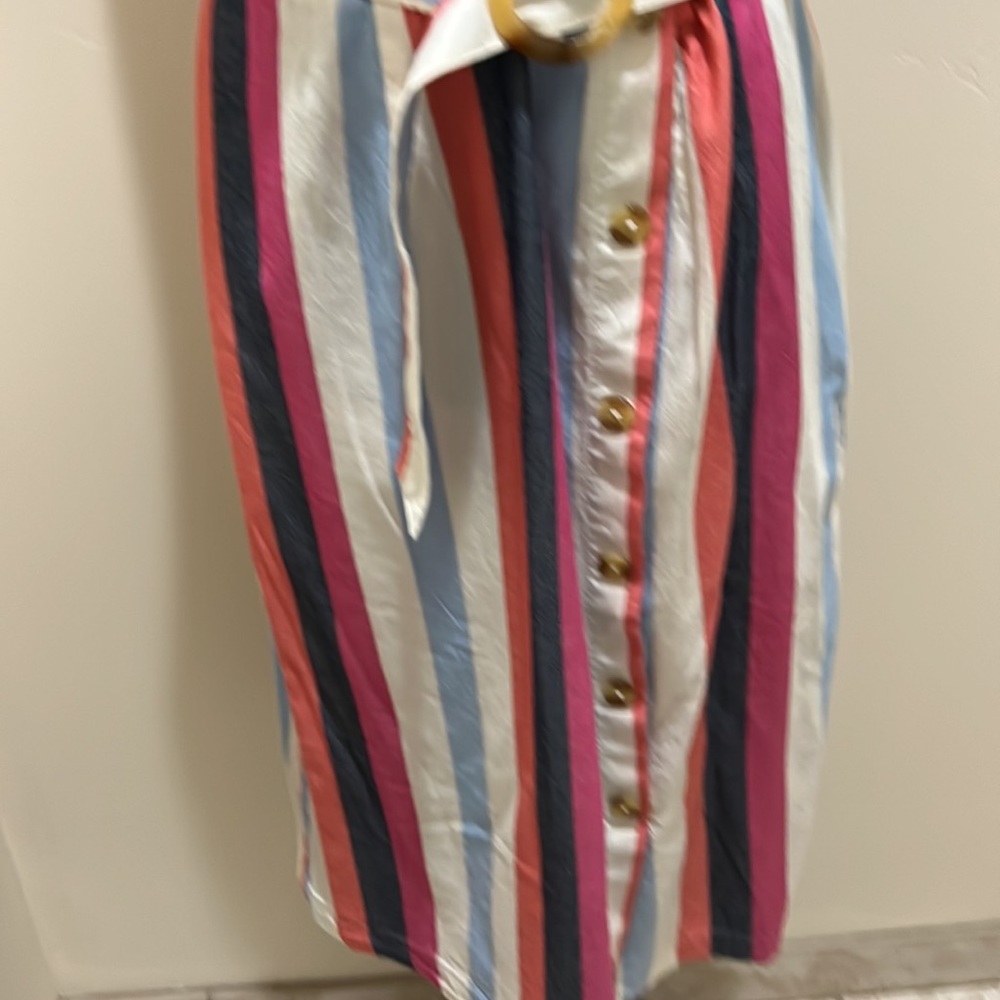 Time And True Stripe Front Button Dress Size Large - image 3